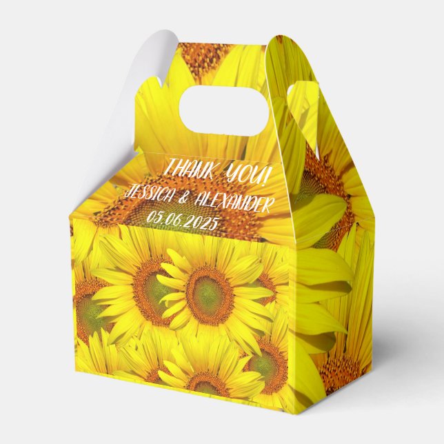 Sunflowers Rustic Country Floral Summer Yellow Favour Box (Front Side)