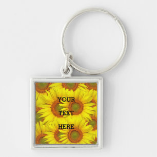 Sunflowers Rustic Floral Summer Yellow Weddings Key Ring