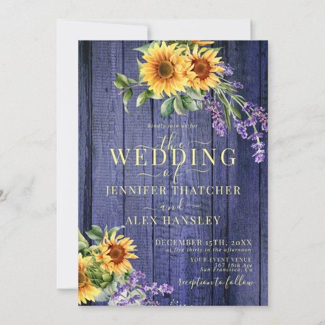 Sunflowers Rustic Floral Wedding Invitation (Front)
