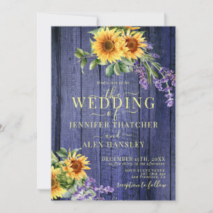 Sunflowers Rustic Floral Wedding Invitation