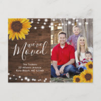 Sunflowers Rustic Photo Moving Announcement