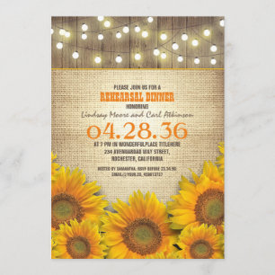 Sunflowers Rustic Rehearsal Dinner Invitations