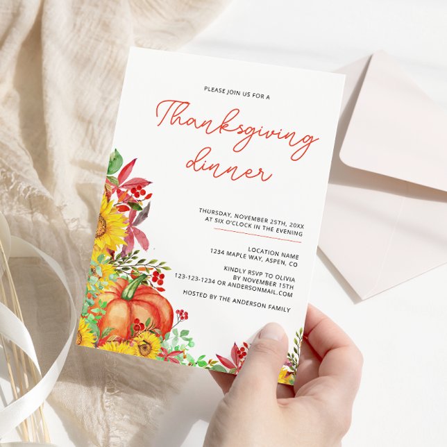 Sunflowers Rustic Thanksgiving Dinner Invitation (Creator Uploaded)