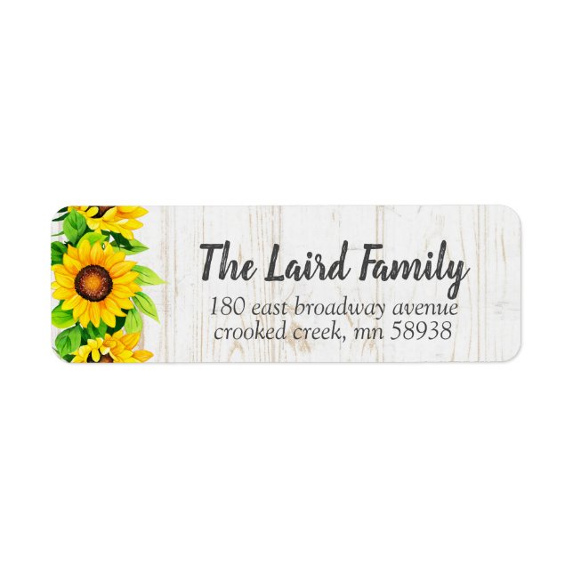 Sunflowers & Rustic Wood Country Return Address Return Address Label (Front)