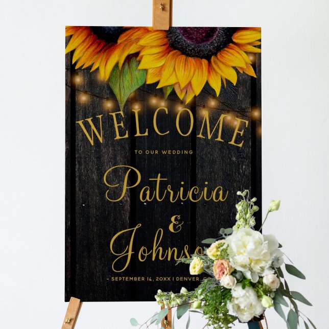 Sunflowers rustic wood fall wedding welcome sign (Creator Uploaded)