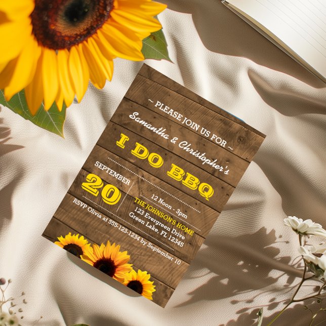 Sunflowers & Rustic Wood I Do BBQ Invitations (Creator Uploaded)