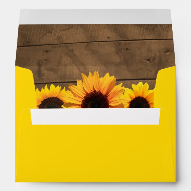 Sunflowers & Rustic Wood Personalised Envelope (Back (Bottom))