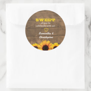 Sunflowers & Rustic Wood Sweet Treat Bag Sticker