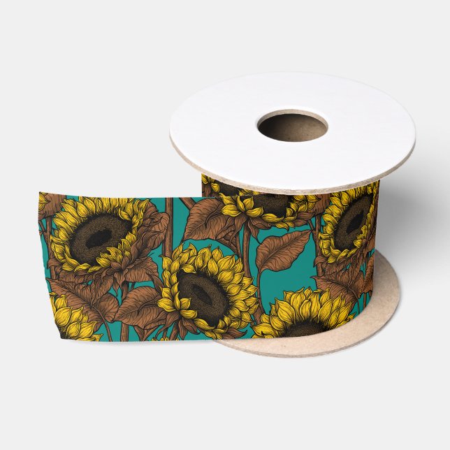 Sunflowers Satin Ribbon (Spool)