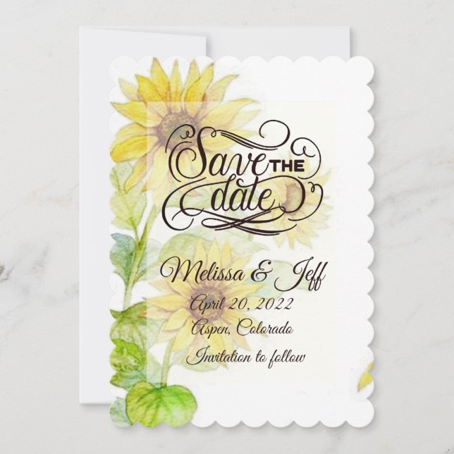 Sunflowers save the date invitation (Front)