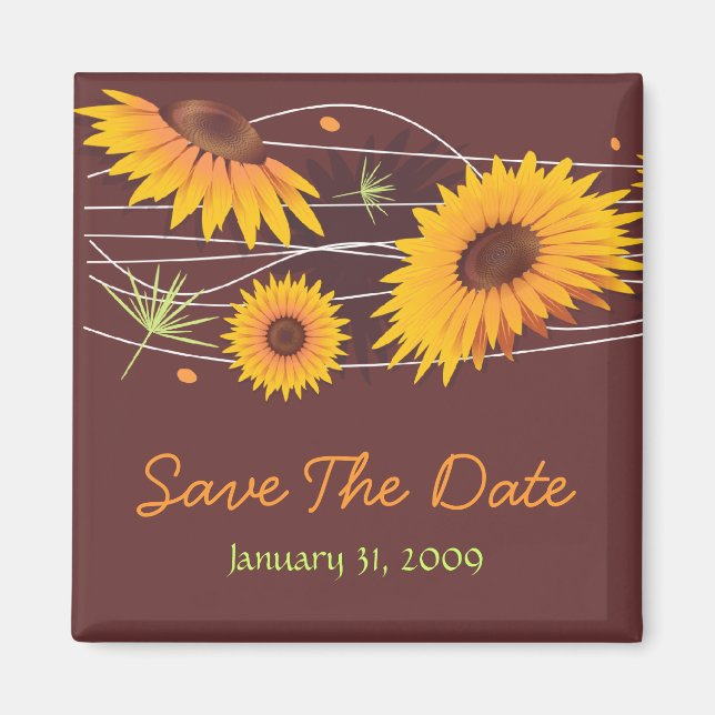 Sunflowers Save The Date Wedding Announcement 2 Magnet (Front)
