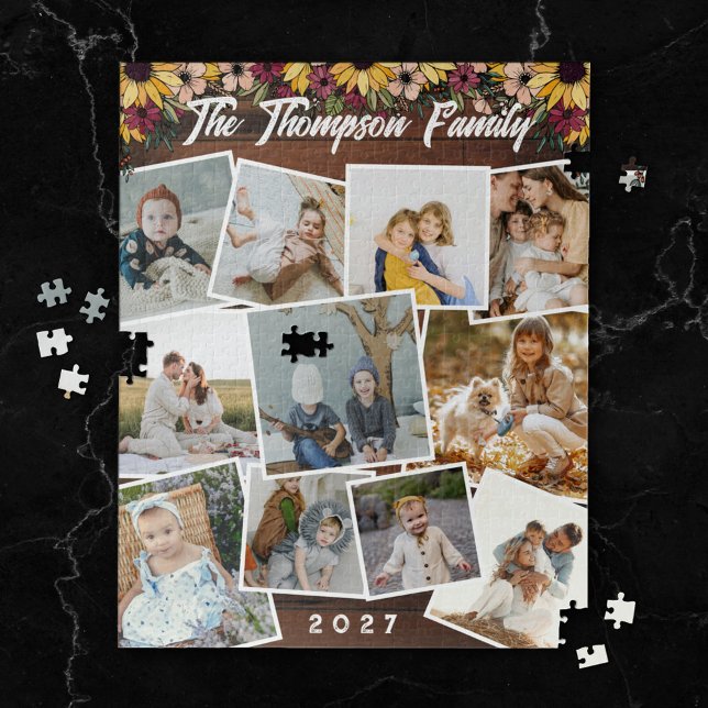 Sunflowers Scattered Photos Family Photo Collage Jigsaw Puzzle (Creator Uploaded)