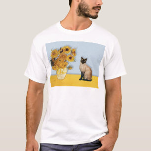 Sunflowers - Seal Point Siamese cat T-Shirt