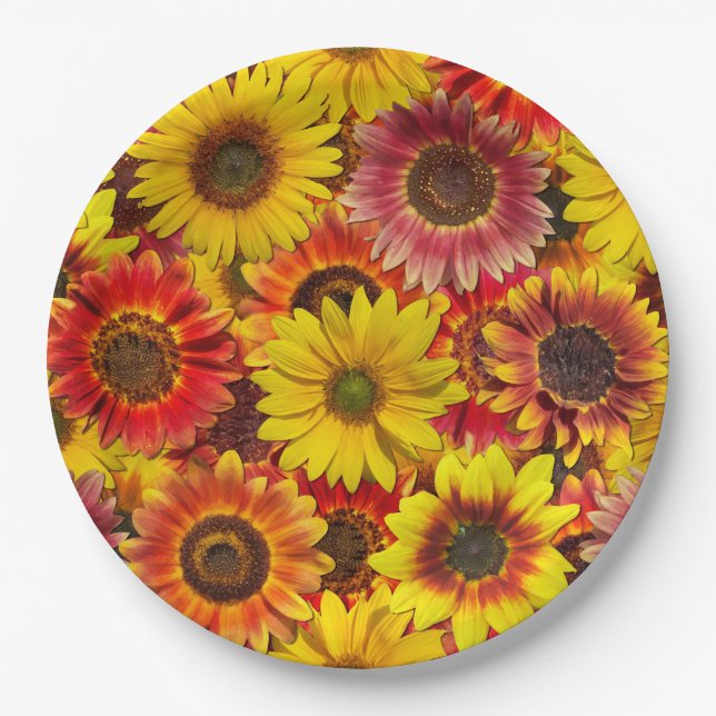 Sunflowers Seamless Pattern Paper Plate (Front)