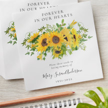 Sunflowers Seed Packet Memorial Funeral 