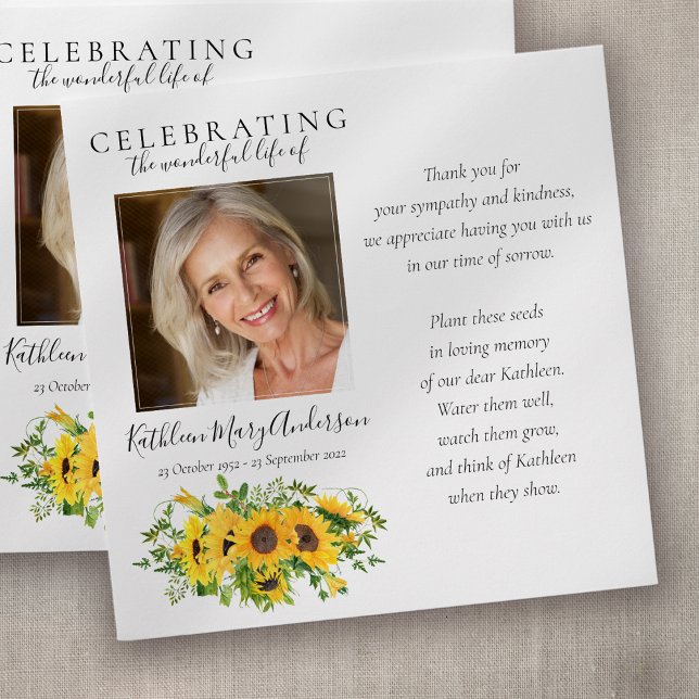 Sunflowers Seed Packet Memorial Funeral  Envelope (Creator Uploaded)