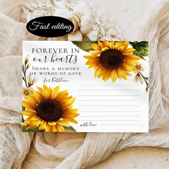 Sunflowers Share a Memory Funeral Attendance Card (Creator Uploaded)