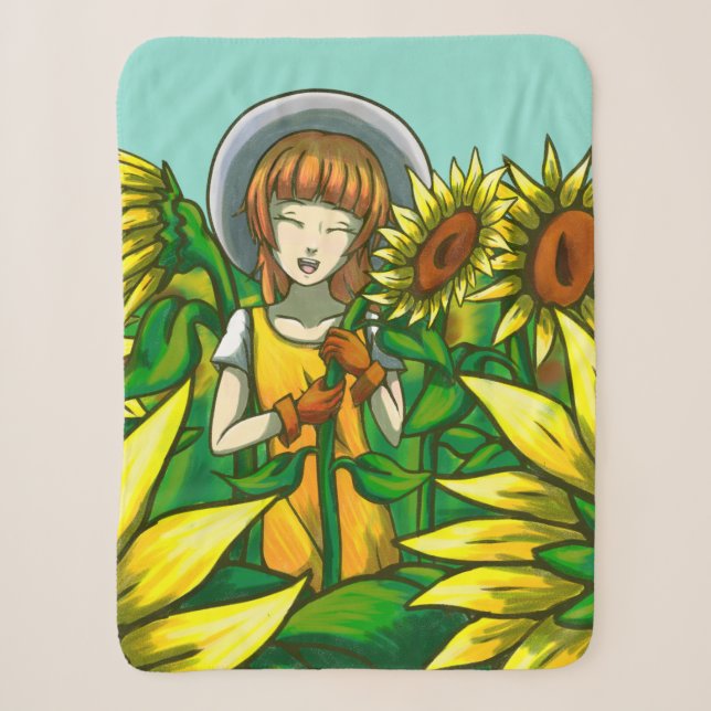 Sunflowers Sherpa Blanket (Front)