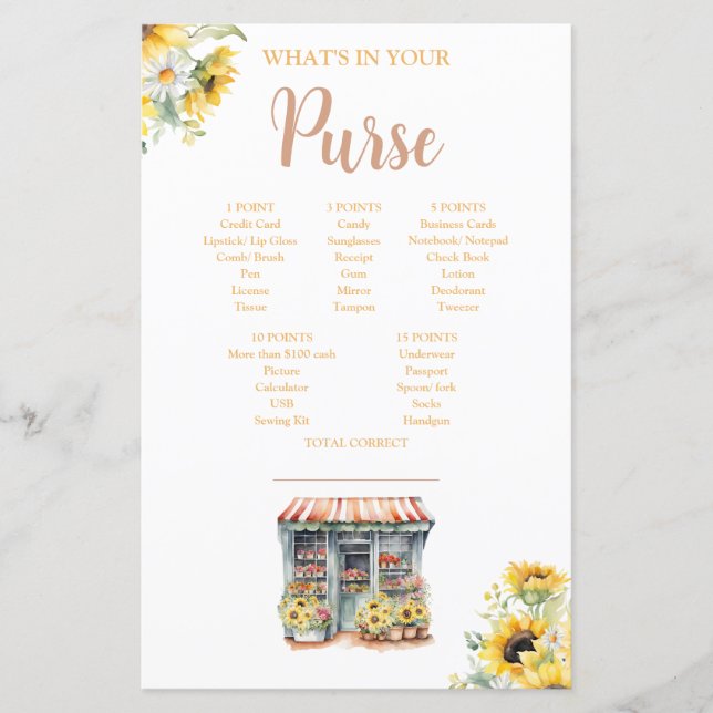 Sunflowers She's Off The Market Purse Game (Front)