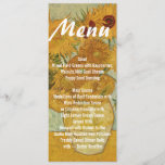 Sunflowers Skinny Wedding Table Menu<br><div class="desc">Lovely skinny wedding table menu,  with a picture of Vincent van Gough's painting titled Sunflowers,  as the background.  Personalise all the text to suit your wedding reception needs.</div>