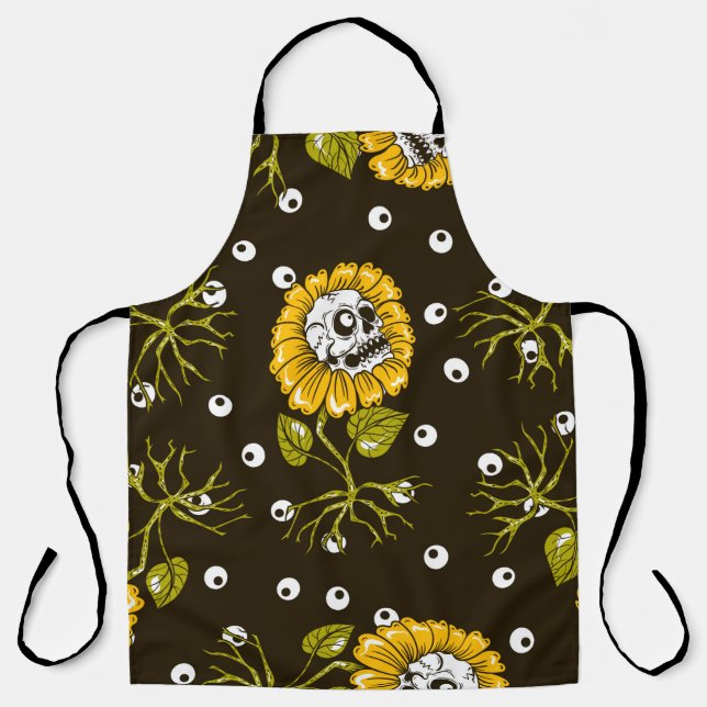 sunflowers skulls seamless pattern apron (Front)