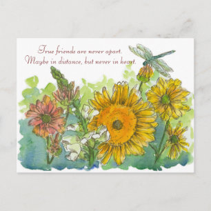 Sunflowers Snapdragon Flowers Friendship Poem Postcard