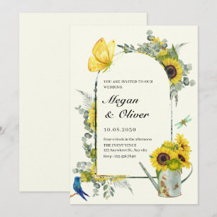 Sunflowers spring wedding invitation