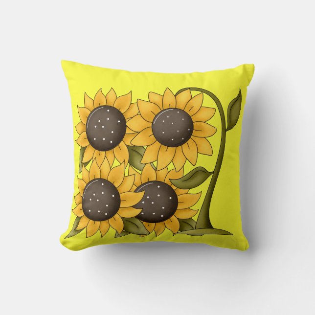 Sunflowers Springtime Throw Pillow Home Decor (Front)
