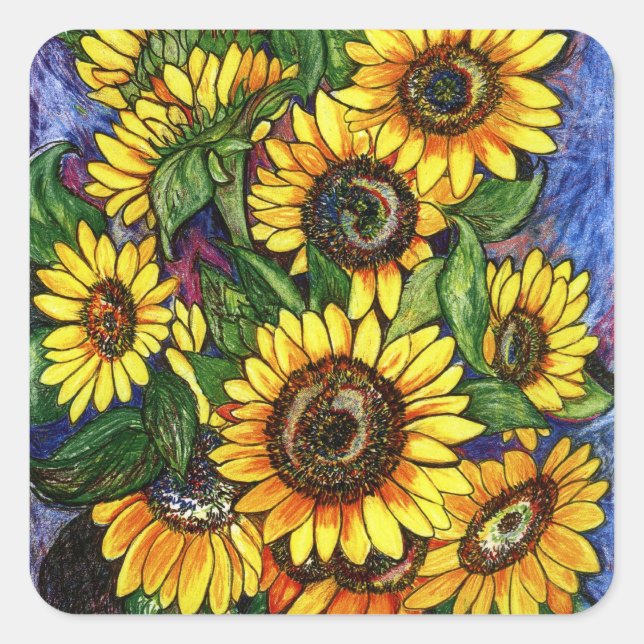 Sunflowers Square Sticker (Front)
