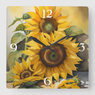 Sunflowers Square Wall Clock