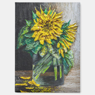 Sunflowers Still Life Acrylic Painting Magnet