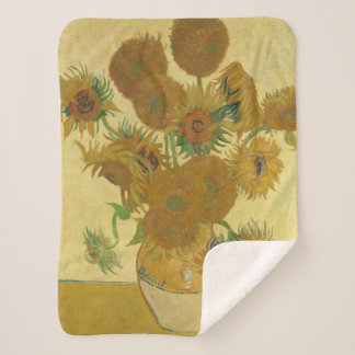 Sunflowers, Still Life Oil Painting, Van Gogh Sherpa Blanket