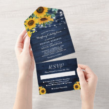 Sunflowers String Lights Rustic Navy Blue Wedding