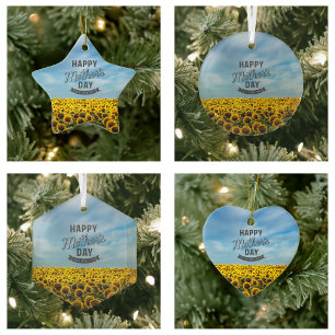 Sunflowers Stylish Elegant Best Mum Ever Floral Ceramic Ornament