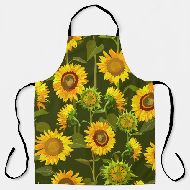 Sunflowers summer seamless pattern apron (Front)