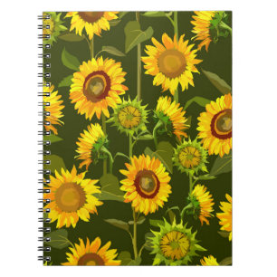 Sunflowers summer seamless pattern notebook