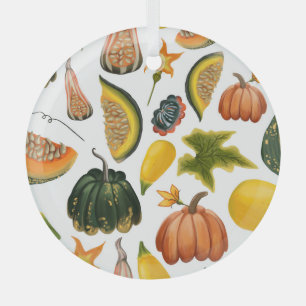 Sunflowers Summer: Vintage Watercolor Pattern Glass Tree Decoration