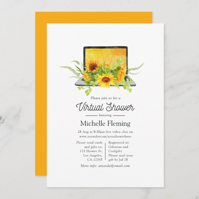 Sunflowers Summer Virtual Baby Shower Invitation (Front/Back)