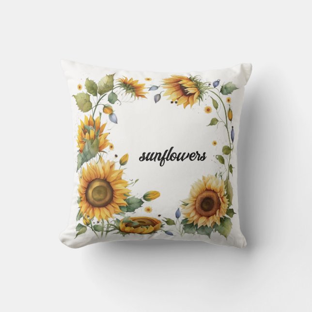 "Sunflowers" Sunflower Wreath  Cushion (Front)