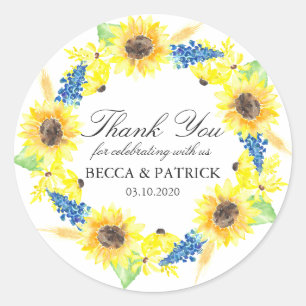 Sunflowers Sunny Summer Wedding Stickers