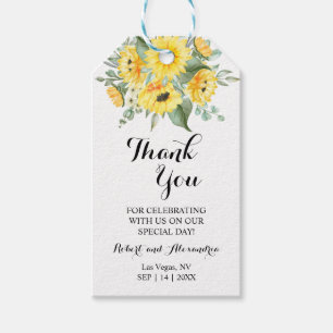 Sunflowers Thank You for Coming Wedding Favour Gift Tags