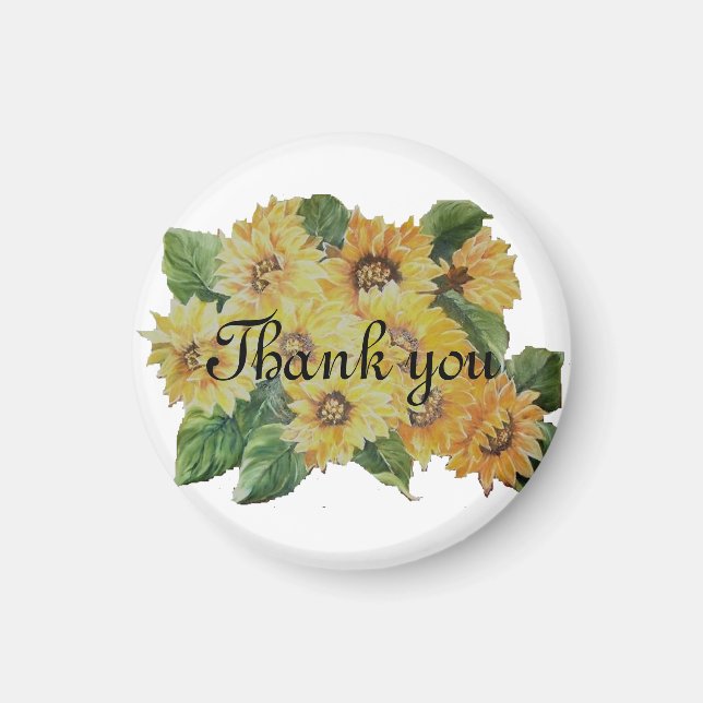 Sunflowers thank you wedding favour magnet (Front)