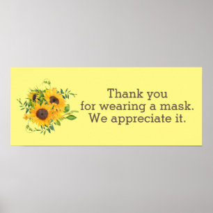 Sunflowers Thanks for Wearing Mask Business Poster