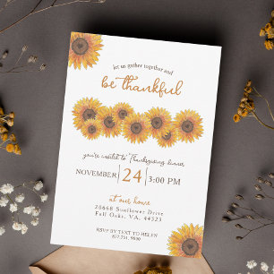 Sunflowers Thanksgiving Dinner  Invitation