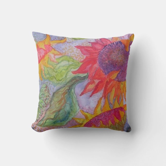 Sunflowers Throw Pillow (Front)