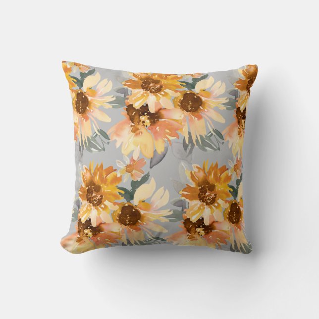 Sunflowers Throw Pillow (Front)