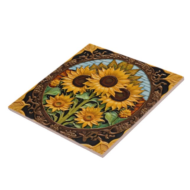 Sunflowers Trendy Beautiful Collection Ceramic Tile (Side)