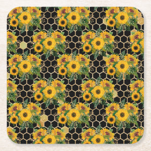 Sunflowers Turn Naturally Towards The Light Square Paper Coaster