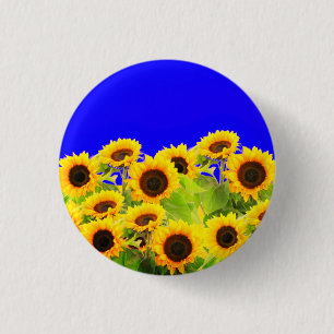 Sunflowers Ukraine Flag Colours Button - Freedom