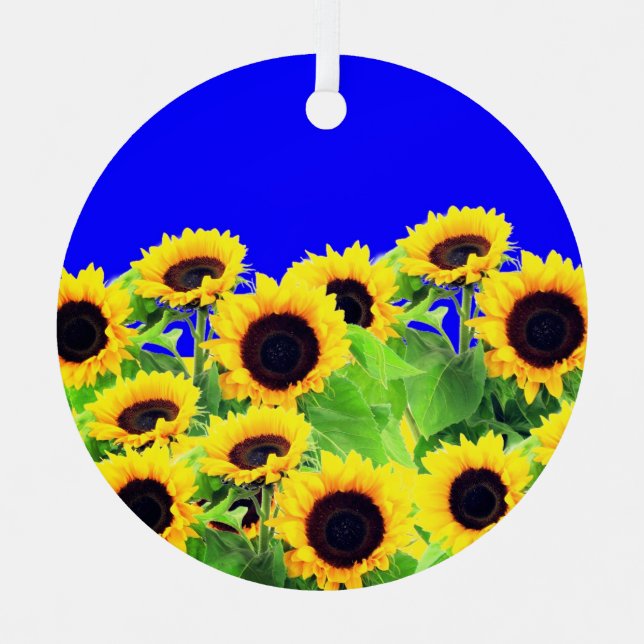 Sunflowers Ukraine Flag Colours Christmas Ornament (Front)